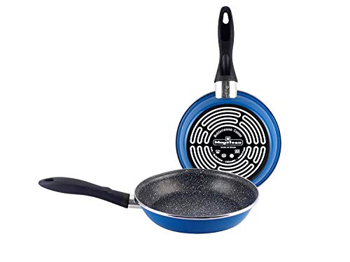 Magefesa K2 Azul Juego de 2 sartenes (20/24) cm, exterior azul. Antiadherente bicapa reforzado efecto piedra, aptas para todo tipo de cocinas, especial inducción. 50% de ahorro energético.