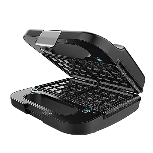 Cecotec Sandwichera Rock´nToast 4in1. 1000 W de potencia, Capacidad para 2 Sándwiches, Acabados en Acero inoxidable, 4 Placas intercambiables con Revestimiento de Piedra RockStone