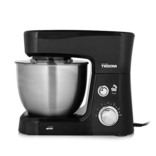Tristar MX-4830 Robot de Cocina, Batidora y Amasadora de repostería, 3,5 L de Capacidad, 3 Accesorios incluidos, Sistema de amasado planetario, bol de acero inoxidable, Bloqueo de seguridad, 700 W