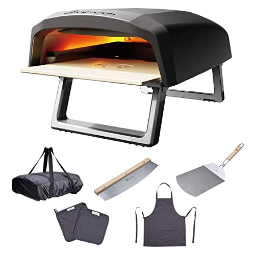 MasterPRO Pizza Oven | Horno para Pizza | Horno de Gas Portátil de Rápida Cocción Hasta 500ºC | Pizzas Listas en 60 Segundos | Con Delantal, Agarrador, Cortador y Pala Incluidos