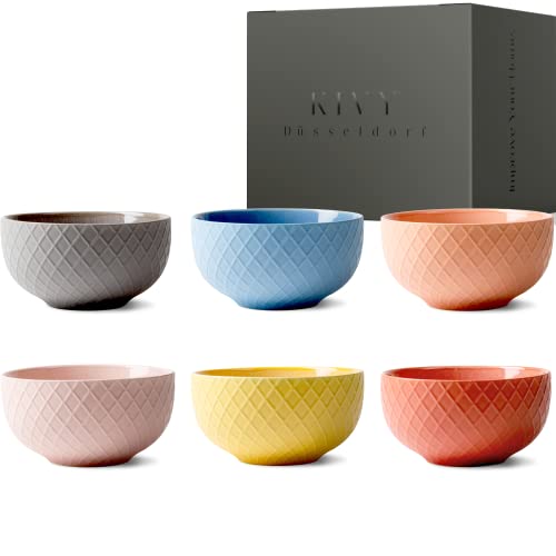 KIVY Juego de Tazones de Desayuno [6 x 850 ml] – Cuencos Grandes para Cereales y Sopas – Bol desayuno - Tazones desayuno - bowl - Cuenco sopa - Tazon desayuno - Cuenco ceramica - Cuencos cocina