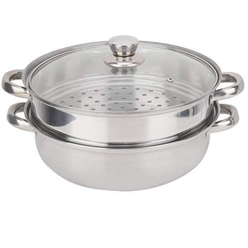 Vaporera, utensilios de cocina de acero inoxidable 27 cm/11 pulgadas Olla de vapor de 2 capas Olla de vapor para sopa de caldera doble