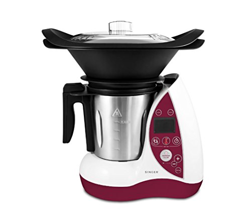 Singer SF501E - Robot de Cocina Tipo Olla de Acero Inoxidable, Color Blanco/Rojo/Negro