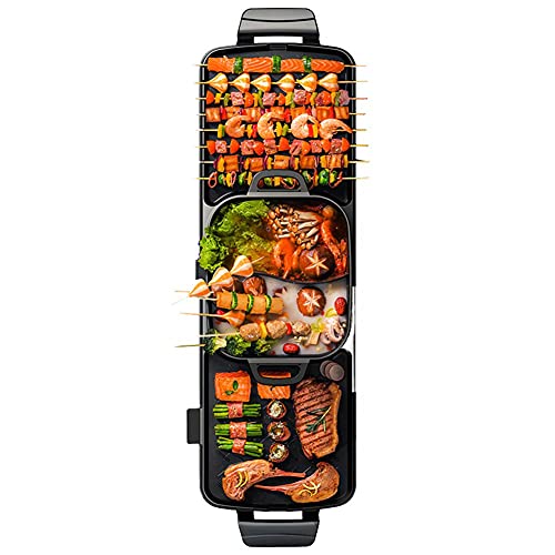 Parrilla Eléctrica Portátil De 2200 Vatios, Parrilla Para Ollas Calientes Para Interiores, Multifuncional Gran Capacidad, Diseño Dividido, Para 2-12 Personas,Double pot