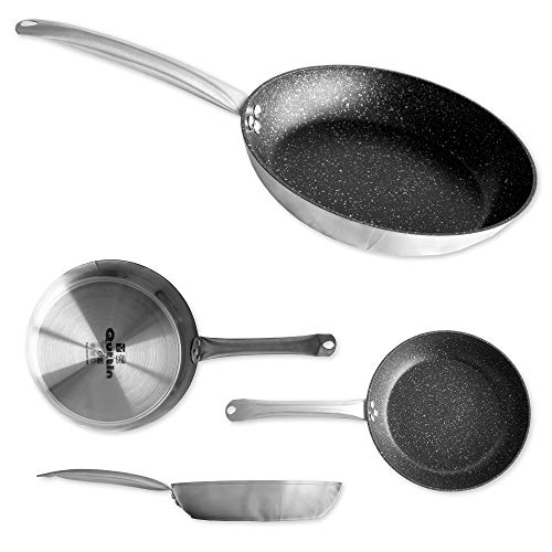 Quttin - Sartén Antiadherente de inducción Platinum con Mango Metalico. Para todo tipo de cocinas. Aluminio Pfluon. Resistente Duradera Calidad Protector de Fieltro. Sartén para cocinar 28 cm
