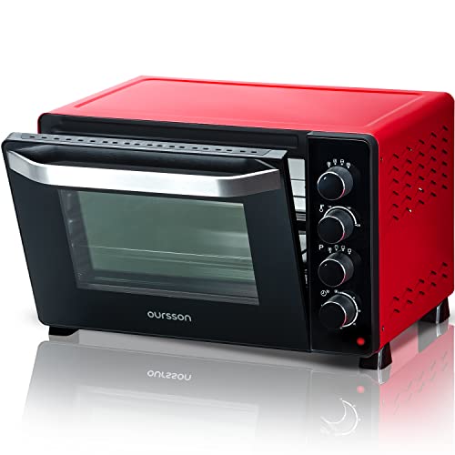Mini-Four Eléctrico, Convección, Asador, Horno Posable, Destornillador Giratorio, Iluminación Interior, Doble acristalamiento, Capacidad 38 litros, 2000 W, 12 Combinaciones de Cocina, Rojo