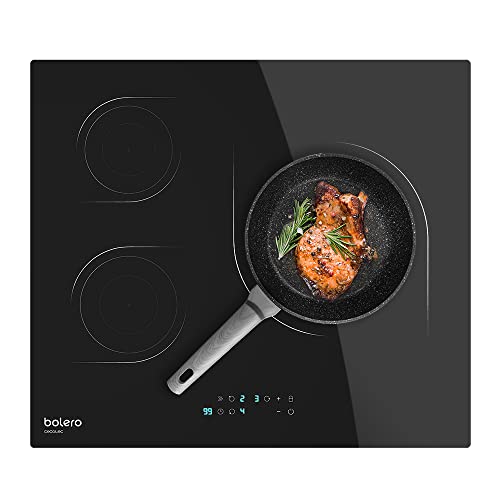 Cecotec Placa de Inducción 3 Fuegos Bolero Squad I 3000. Potencia 7200 W, 9 Niveles de Potencia, Control Táctil, Detector de Sartenes hasta 290 mm, Temporizador, Kidlock