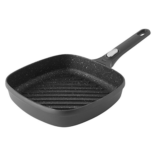 Berghoff Gem Sartén antiadherente con revestimiento de cerámica con mango extraíble, 24 cm, aluminio fundido, negro, 45 x 25 x 9,5 cm
