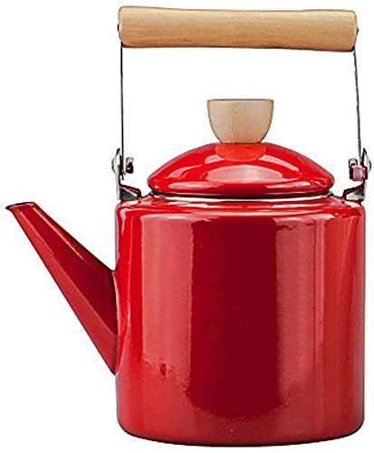 NBXLHAO Tetera Tetera para Estufa, Tetera esmaltada de Porcelana de Capacidad de 2,4 l, Compatible con Estufa de Gas, Cocina de inducción, etc, Regalo 2021,Rojo