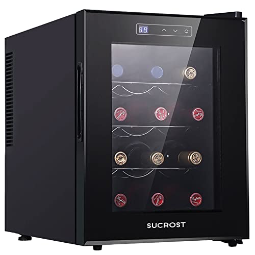 Vinoteca 12 Botellas con control de Temperatura, Refrigerador y Expositor de Vino, Refrigerador Nevera para vinos Negra, Expositor Botellero de Vino, Vinoteca Nevera 12 Botellas Barata