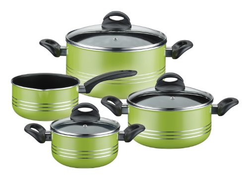 GSW Gaens Stahlwaren Batería de Cocina de Aluminio de 4 Piezas, Color Verde Milano