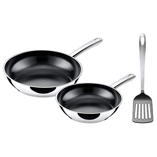 Silit Talis - Juego de sartenes (3 piezas, con espátula, sartén de 24, 20 cm, sartén de inducción, revestimiento de acero inoxidable, apto para horno