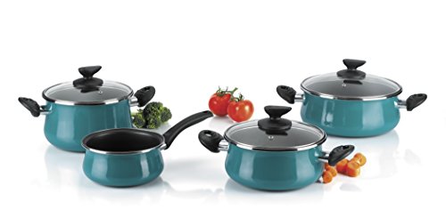 Magefesa Country - Batería de cocina de 7 piezas, Verde Turquesa