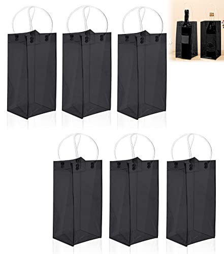 6 Piezas Bolsa de Vino de HieloTransparente, Plegable Bolsa de Enfriador Botellas de Vino de PVC con Asa, para Champán Cerveza Fría Vino Blanco, Bebidas Heladas