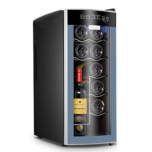 CLING Refrigerador para vinos 12 Botellas de Doble Zona Empotrado o Independiente con Acero Inoxidable Puerta Vidrio Aislante Doble Diseño Seguro de Bloqueo para niños Proteger de la luz Amortiguador