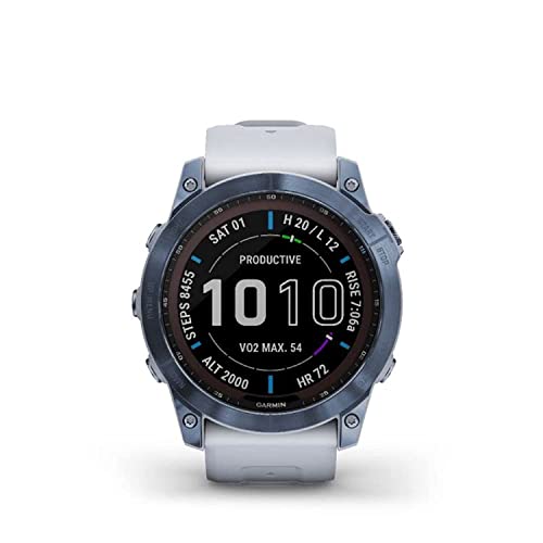 Reloj Garmin fnix 7X Edición Sapphire Solar con Bisel Titanio Azul y Blanco, 010-02541-15.