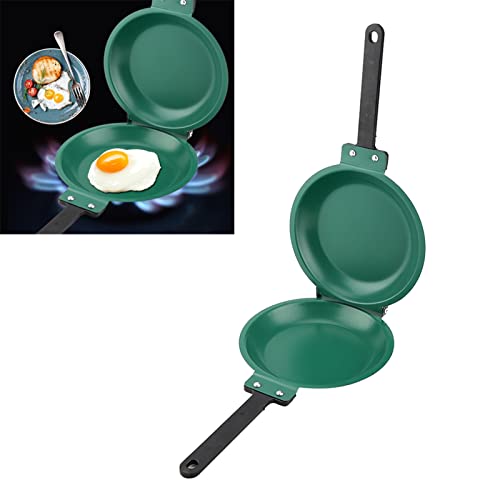 LANTRO JS 7,6 pulgadas Sartén Doble para Tortilla, Sartén con Tapa Lateral Doble, Hierro Antiadherente, Diametro 19,3 cm, Sartén Redondo de Tortilla Peque?a para tortilla de patatas