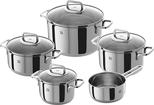 ZWILLING Juego de ollas de 5 Piezas, 4 Tapas, Apto para Inducción, Acero Inoxidable, Quadro