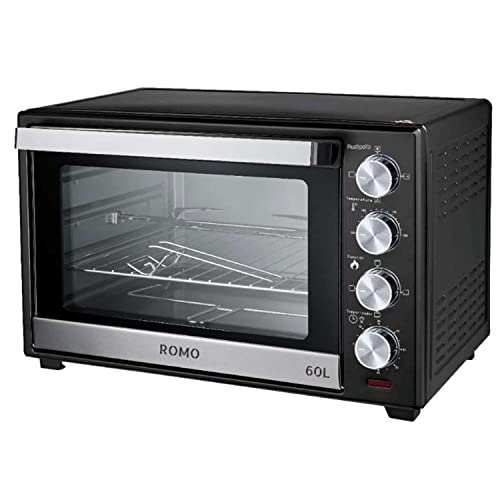 ROMO. Horno Eléctrico Sobremesa Convención y Rustidor 60L. 2500W. Temperatura hasta 230ºC, Temporizador con Apagado 60Min (Negro)