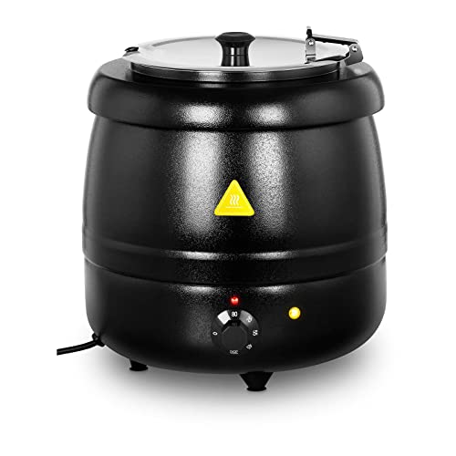 Royal Catering Olla Eléctrica Sopera RCST-10BB (Volumen De 10 litros, Potencia 400 Watt, Color Negro, Olla Interior En Acero Inoxidable)