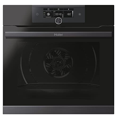 Haier I-Touch Series 4 HWO60SM5F8BH - Horno Multifunción, Pirolítico, Conectividad WIFI y Bluetooth, Capacidad 70L, 13 Funciones, Mando Giratorio y Display Digital, Iluminación Lateral, Negro