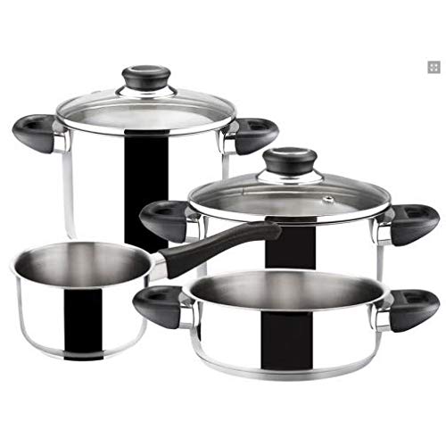 MAGEFESA ® Royal batería de cocina, 6 piezas, fabricada en Acero Inoxidable, Compatible con Todo Tipo de Fuego, INDUCCIÓN. Fácil Limpieza y Apta lavavajillas
