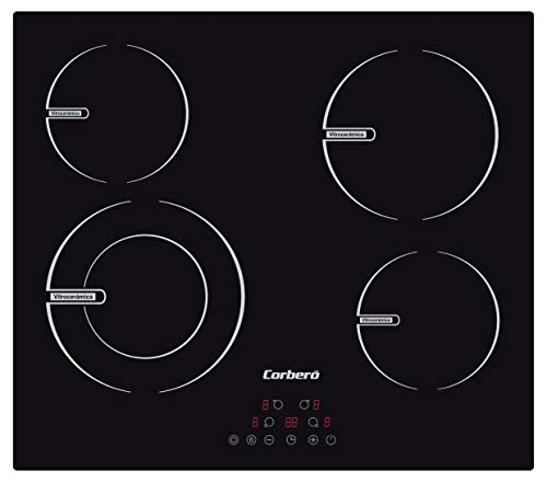 Corbero Placas Vitrocerámica De 60 cms, Negro, 520 x 590 x 55