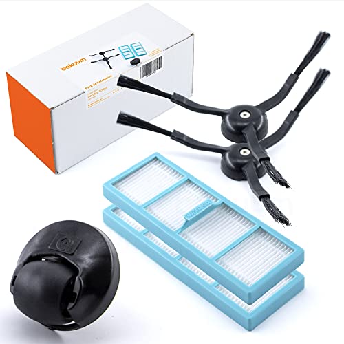 Pack x2 Filtros HEPA + x2 Escobillas Laterales + x1 Rueda Central, depósito solidos, para Cecotec Conga 8090 Ultra 9090. Pack repuestos y accesorios para robot aspirador