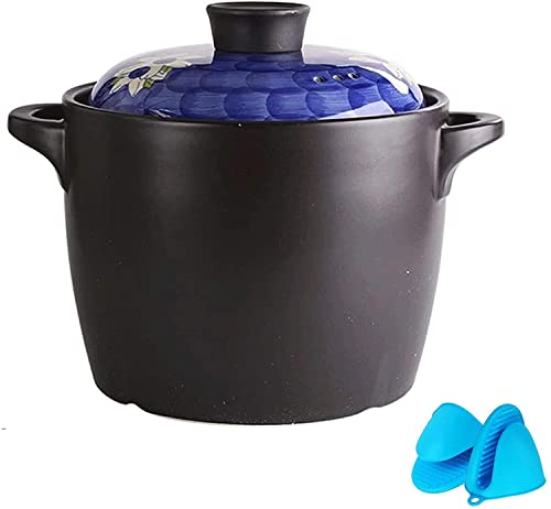 Cazuela de cerámica Cazuela saludable Cazuela de sopa casera Cazuela japonesa Cazuela de sopa de cerámica de alta temperatura Olla Microondas Olla de cerámica 4.0L