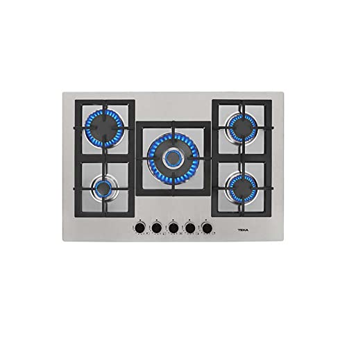 Teka | Placa de gas de 75 cm con mandos frontales de gas butano | EFX 70.1 5G AI AL DR CI | Acero Inoxidable | 9,1 x 75 x 51 cm