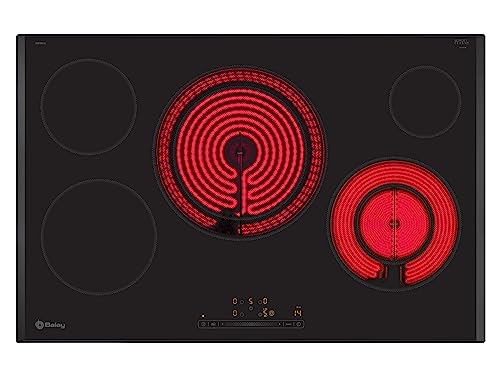 Balay 3EB785LQ - Placa vitrocerámica, 5 zonas de cocción, zona extra gigante, 80 cm, Gran zona 28 cm, Biselada, color negro