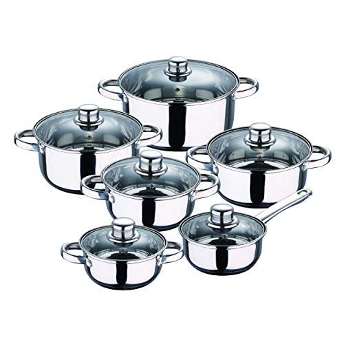 San Ignacio Bateria de Cocina 12 Piezas Acero Inoxidable en Color Cromado colección Cassel