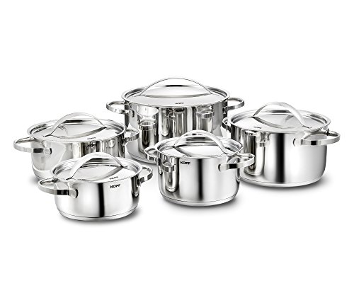 KOPF Stilo Batería de Cocina con Tapas, Apta para Inducción, Acero Inoxidable, 10 piezas