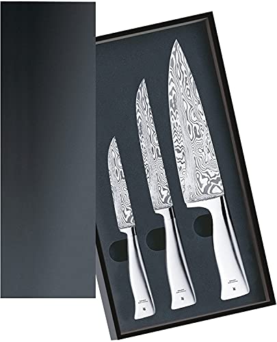 WMF Damasteel Juego de 3 Cuchillos de Acero Damasco Completamente Forjado