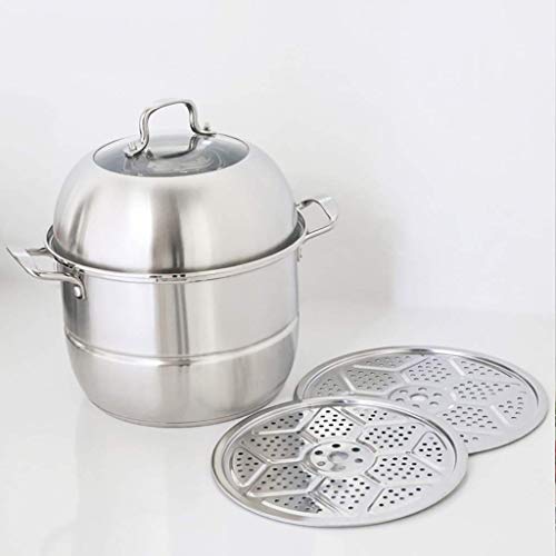 JY&WIN Olla de Vapor/Olla de Acero Inoxidable 201, Olla de Cocina doméstica de 2 Capas, 28/30/32/34 cm, Adecuada para Estufa de Gas/Cocina de inducción, para 2-12 Personas (tamaño: 30 cm)