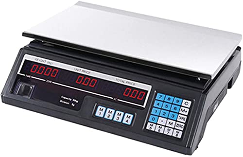 FGDFGDG Balanzas de Mercado de Escala de Precios, 40kg / 2g Libra de Acero Inoxidable con Pantalla LCD Batería Escala de Agua SCA Función Tara Impulsión de la batería Digital - Escala Precios,30KG