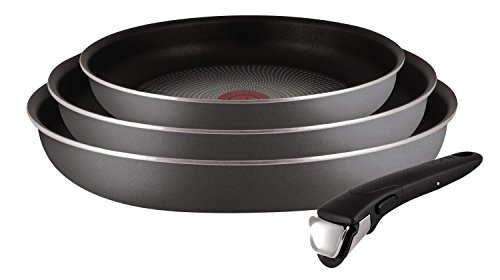 Tefal Ingenio Essential - Juego 3 Sartenes + Mango extraíble: Sartenes de 20/24/26 cm y Mango intercambiable, sartenes antiadherentes, material Powerglide, No apto Inducción, apto horno y lavavajillas