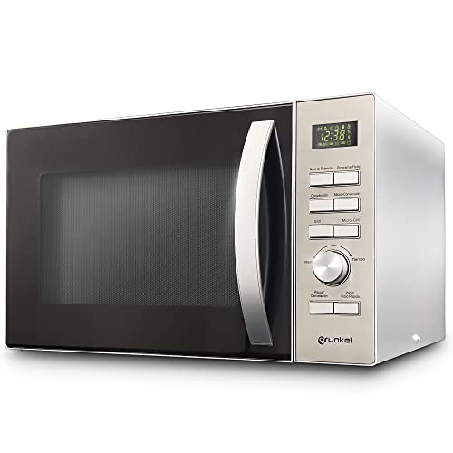 Grunkel - Microondas Digital con Grill y Convección. 30L de capacidad, 5 niveles de potencia y 2 de combinado - MWGC-30SS - Función descongelación y temporizador 95 minutos - 900W - Acero inoxidable