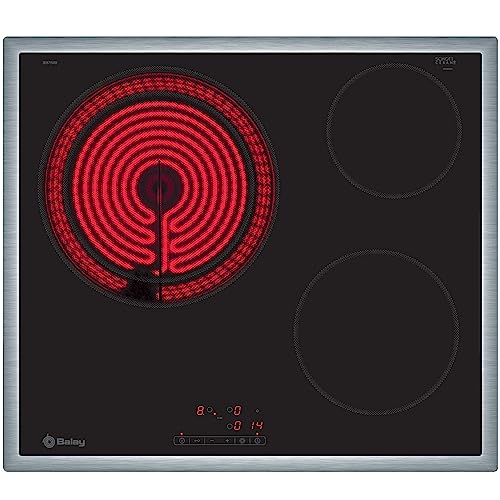 Balay 3EB715XR - Placa vitrocerámica, 3 zonas, Gran zona 28 cm, Marco