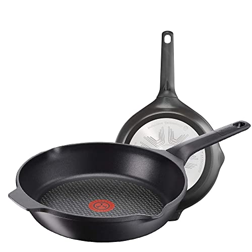 Tefal Aroma - Juego de 2 sartenes: de 22 y 24 cm de aluminio fundido y titanio, sartenes antiadherentes, tecnología Thermospot, cocción uniforme, sin PFOA, color negro, Juego 2 sartenes 22/24 cm