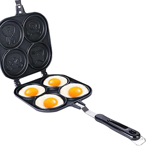 Sartenes antiadherentes,Cazuela de doble cara 4 tazas con tapa | Sartén para crepes antiadherente Animal Pancake Maker Mini Pancake Molde Pan Blini Pan Pan Para Niños Pequeño Kuang