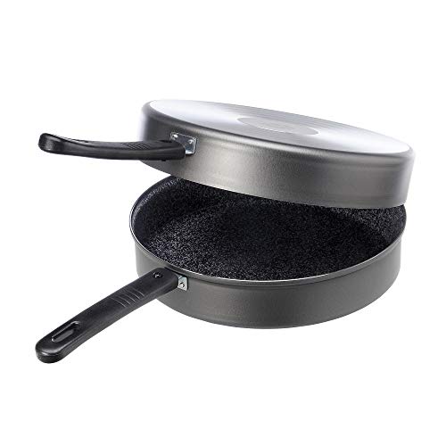 Alluflon Tradizione Italia Sartén Doble para Tortillas Antiadherente con Efecto Piedra y con Revestimiento Antirayaduras, Apta para la Mayoría de las Cocinas, Apta para el Lavavajillas, Diámetro 28 cm