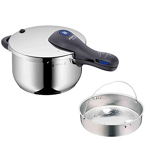 WMF Perfect Plus - Olla Rápida de 22 cm de diámetro de 4.5 L en Acero Inoxidable con cesta de vapor, para inducción