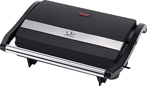 Jata GR259 Parrilla Eléctrica Grill 700 W, Placas Antiadherente de 230 x 145 mm, Placa Superior Basculante, Libre de PFOA, Presión de Asado Uniforme, Asa de Apertura Toque Frío
