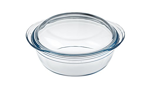 Ôcuisine Classic - Cacerola redonda de vidrio, color transparente, 25,7 x 11,9 x 21,1 cm, 1 L