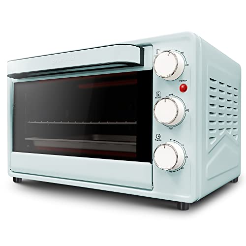 Grunkel - Horno eléctrico multifunción de sobremesa de 23L - HR-23AZURE - Con 3 funciones de calor y selector de temperatura hasta 230ºC. Temporizador hasta 60 min - 1600W (Azure) vintage, retro.