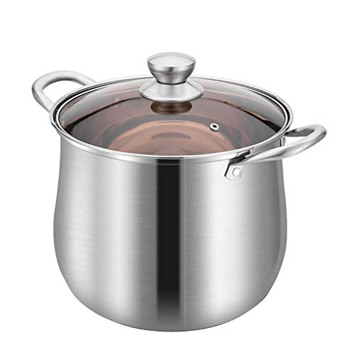 Stock Olla, Hogar De Acero Inoxidable 201 Olla Profunda Con Tapa, Que Se Utiliza For La Cocina Estufa De Gas/Inducción (5.5L/ 7/9/12L), Durante 3-12 Personas (Size : 12L)