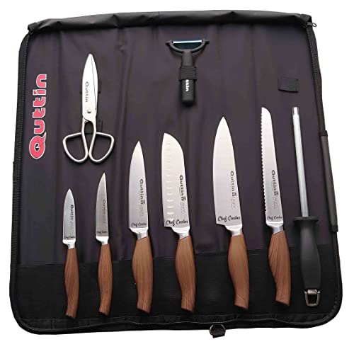 Quttin Set/Manta Cuchillos Profesionales LEGNO con accesorios y Personalizada con tu nombre. 10 piezas
