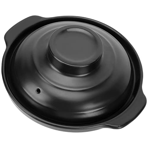 MIRILI Olla De Cerámica - Cazuela De Cerámica Negra Olla De Barro con Tapa for Cocinar Olla Caliente Bibimbap Sopa Olla De Frijoles Cocinar Guiso Olla Utensilios De Cocina 350Ml