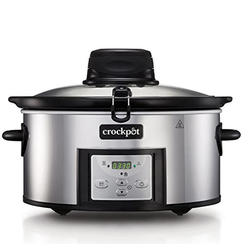 Crockpot AutoStir Olla de Cocción Lenta Digital para Todo Tipo de Recetas | 5,7 L (6 raciones) | 240 W | Acero Inoxidable {CSC012X]